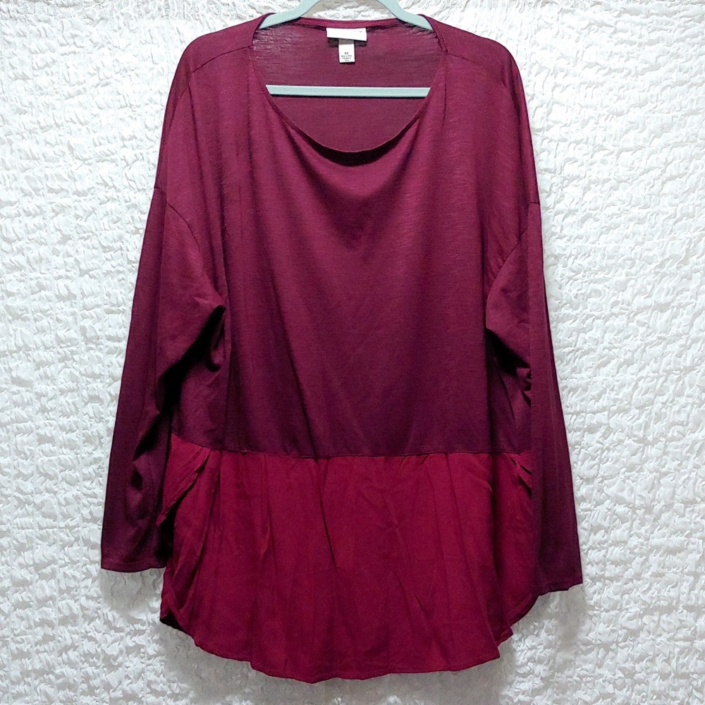 Blouse with different material on bottom